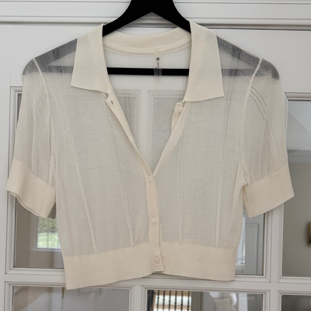 Devon Windsor Swim - Cropped Sheer Cardigan Cover Up - Medium